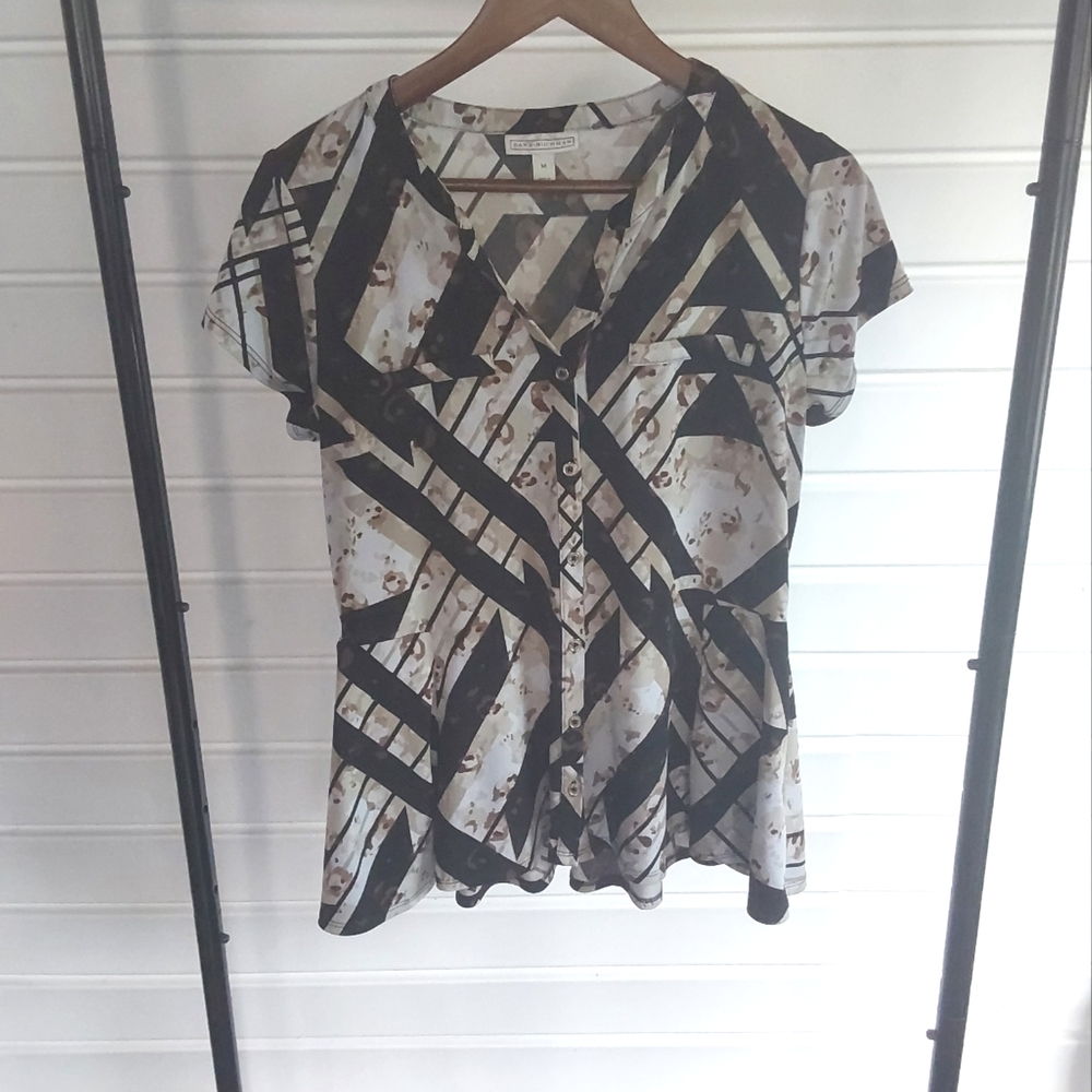 Dana Buchman Black,  Brown, and White .  Geometric Women's Top Medium